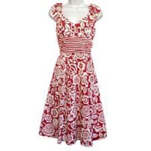 Vintage Chadwick’s Red Floral White Women's Dress size 4